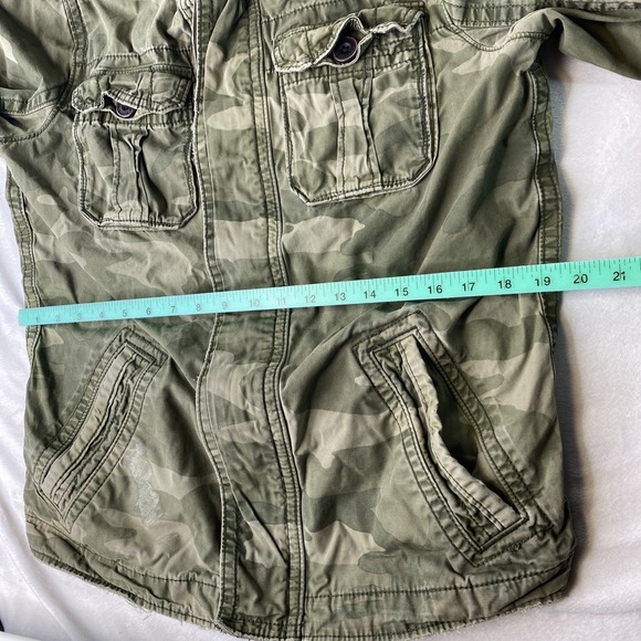 Abercrombie Fitch Sentinel Jacket Mens M Large Athletic Fit Green Camo Military - Picture 14 of 16